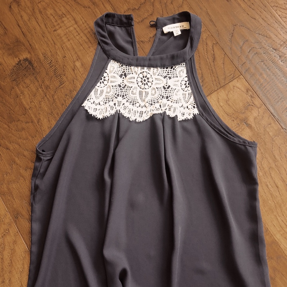 Navy Lace Halter Tanktop